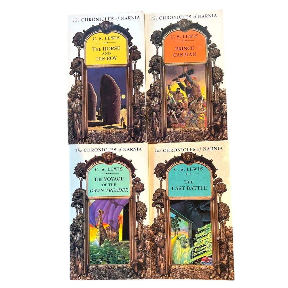 1994 Set of 4 Chronicles of Narnia Books by C. S. Lewis, 3-5, 7, Paperback